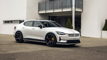 Картинка polestar+2+experimental автомобили polestar белый дом деревья