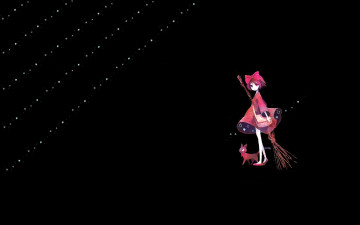 Картинка аниме kiki`s+delivery+service девочка сумка метла кошка бант