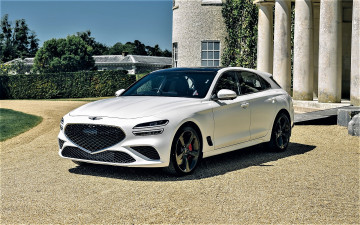 Картинка genesis+g70+2 0t+shooting+brake автомобили genesis белый колонны двор здания