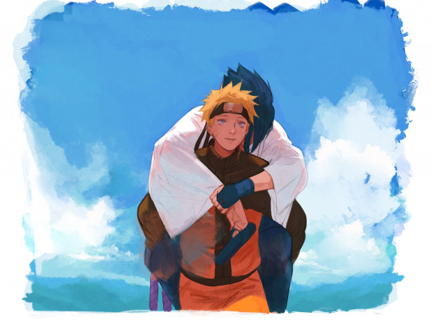 Обои картинки фото аниме, naruto, наруто, узумаки, учиха, саске