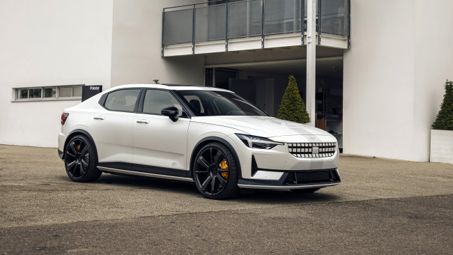 Обои картинки фото polestar 2 experimental, автомобили, polestar, белый, дом, деревья