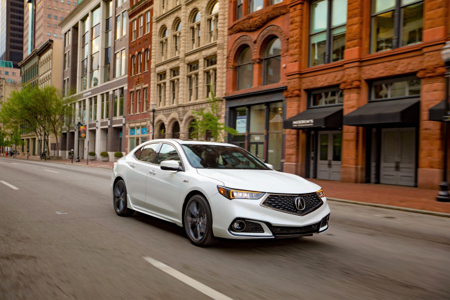 Обои картинки фото acura tlx a-spec 1 2018, автомобили, acura, белый, улица, здания