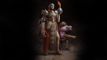 Картинка фэнтези существа доспехи существо огонь кувшин