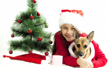 Картинка разное дети девочка костюм собака ёлка