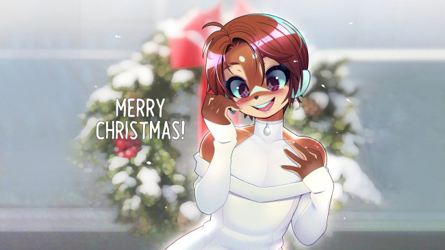 Обои картинки фото аниме, зима,  новый год,  рождество, furry, фурри