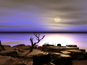 Картинка 3д графика nature landscape природа закат