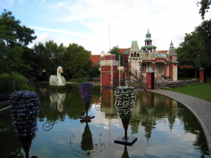 Картинка природа парк цветы водоем фигуры