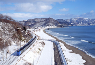 Картинка техника поезда горы снег
