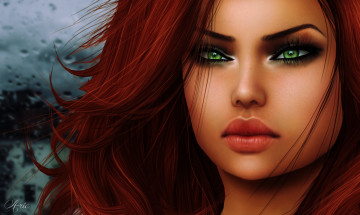 Картинка 3д графика portraits портрет лицо волосы глаза девушка