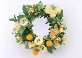 Картинка цветы букеты композиции листья венок