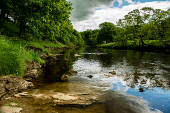 Картинка англия bolton river wharfe природа реки озера деревья река