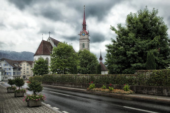 Картинка швейцария цуг оберегери города улицы площади набережные дома улица