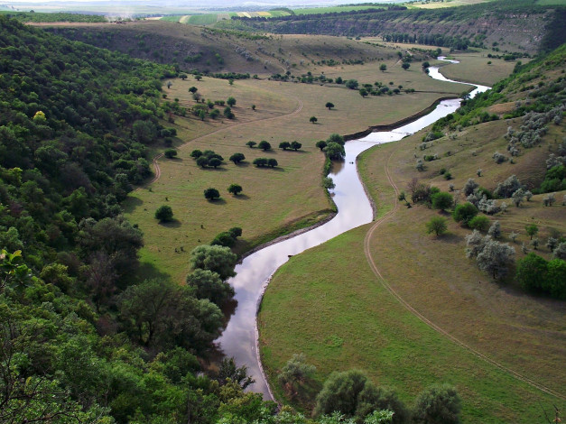 Обои картинки фото природа, реки, озера, речка, долина, простор, отражение