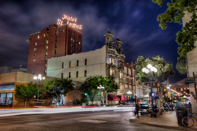 Обои картинки фото san, diego, california, города, сан, диего, сша, улица, дома, ночь, огни