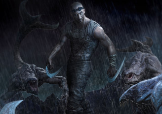 Картинка riddick 2013 рисованные кино оружие монстры дождь очки