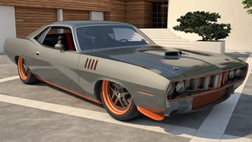 обоя автомобили, 3д, 1971, plymouth, cuda, 426