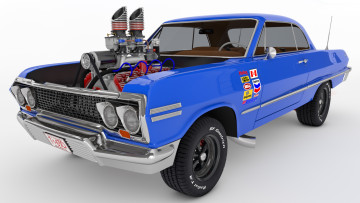 Картинка автомобили 3д синий impala chevrolet 1963