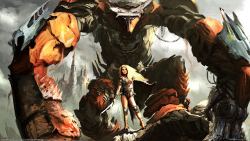 Картинка sergey+musin фэнтези красавицы+и+чудовища sergey musin девушка воительница робот монстр