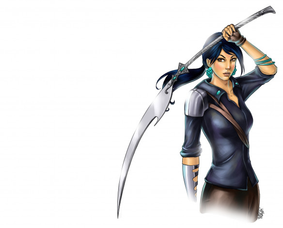 Обои картинки фото фэнтези, девушки, девушка, меч, воин