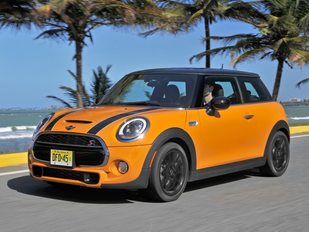 Обои картинки фото автомобили, mini, us-spec, cooper, s, желтый, 2014, f56