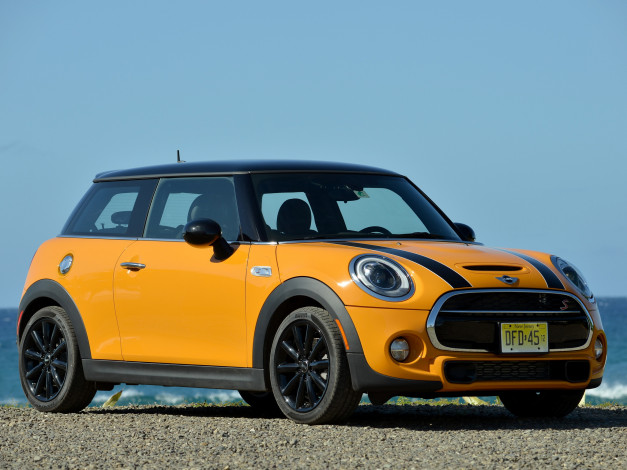 Обои картинки фото автомобили, mini, желтый, 2014, f56, us-spec, cooper, s