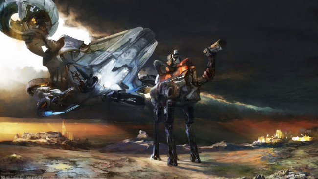 Обои картинки фото sergey musin, фэнтези, роботы,  киборги,  механизмы, sergey, musin, робот, звездолёт