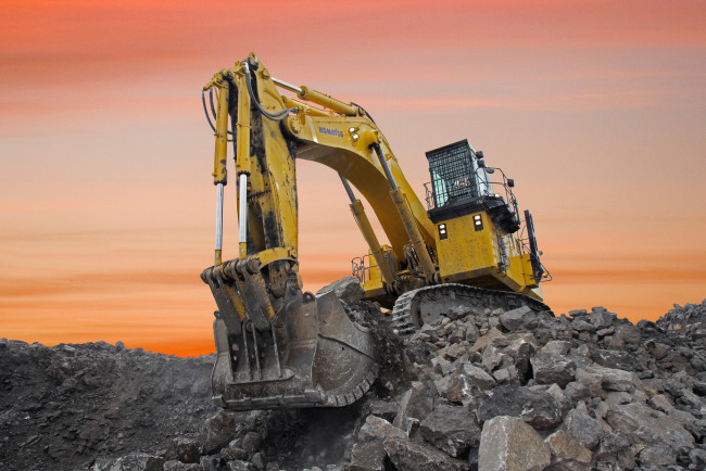 Обои картинки фото техника, экскаваторы, карьер, экскаватор, ковш