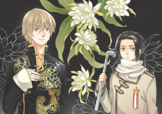 Картинка аниме hetalia +axis+powers цветы страны парни
