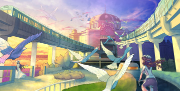 Картинка автор +kanipanda аниме город +улицы +здания арт kanipanda