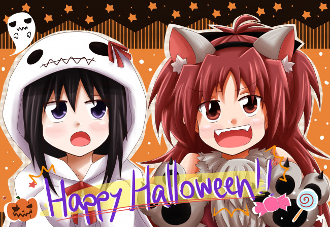 Обои картинки фото автор,  jx2 , jennyiq, аниме, mahou shoujo madoka magika, sakura, kyouko, akemi, homura, mahou, shoujo, madoka, magica