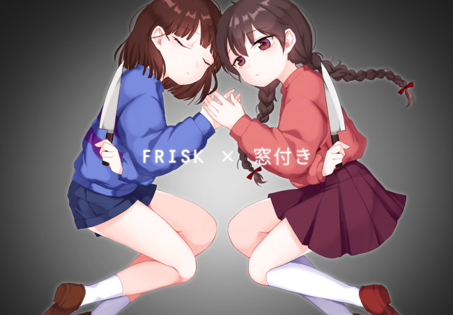 Обои картинки фото аниме, оружие,  техника,  технологии, нож, девочки, арт