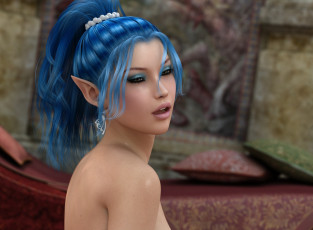 Картинка 3д+графика эльфы+ elves эльфийка взгляд фон грудь
