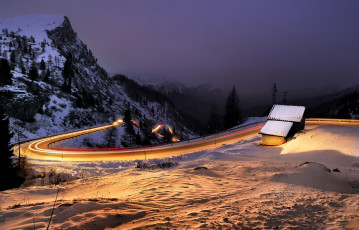 Картинка природа дороги горы ночь дорога