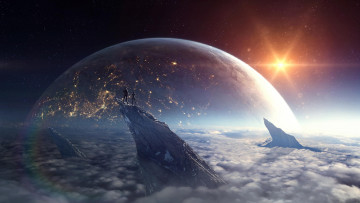 Картинка 3д+графика атмосфера настроение+ atmosphere+ +mood+ поверхность планеты горы