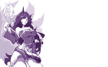 Картинка разное арты девушка ушки магия огонь ahri