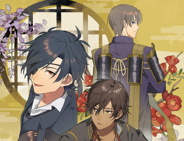 Обои картинки фото аниме, touken ranbu, shokudaikiri, mitsutada, ookurikara, heshikiri, hasebe