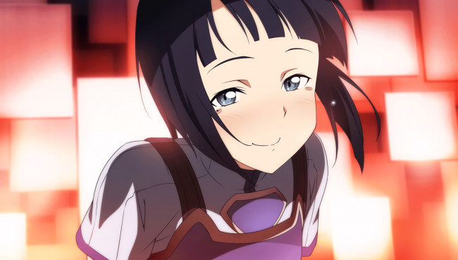 Обои картинки фото аниме, sword art online, девушка, взгляд, фон