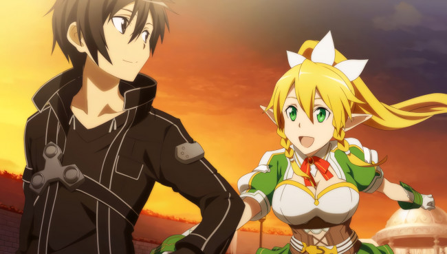 Обои картинки фото аниме, sword art online, девушка, взгляд, фон