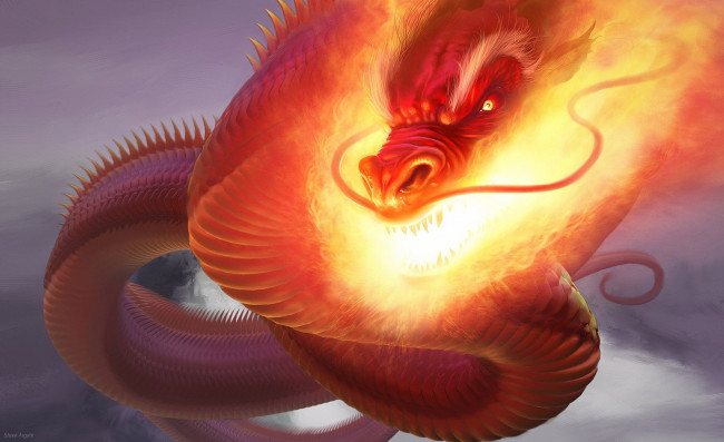 Обои картинки фото фэнтези, драконы, огонь, дракон