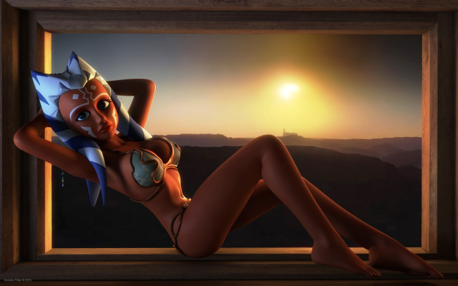 Обои картинки фото 3д графика, ___, девушка, взгляд, фон, интерьер