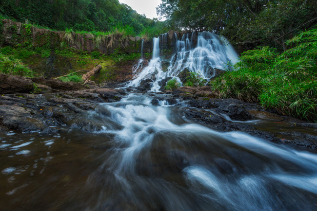 Обои картинки фото природа, водопады, река, лес, водопад