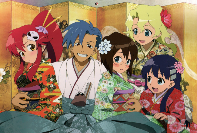 Обои картинки фото аниме, tengen toppa gurren-lagann, девушки, камина