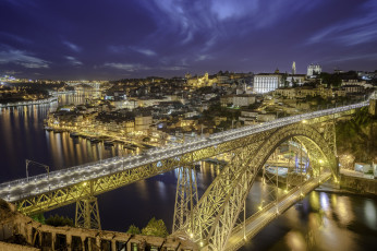 Картинка porto города порту+ португалия огни ночь