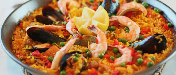 Картинка еда рыбные+блюда +с+морепродуктами рис мидии креветки лимон