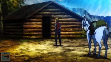 Картинка календари аниме лошадь мужчина постройка 2018