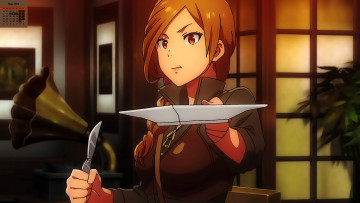 Картинка календари аниме взгляд 2018 тарелка нож девушка