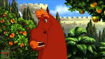 Картинка календари кино +мультфильмы конь яблоко морда 2018 взгляд