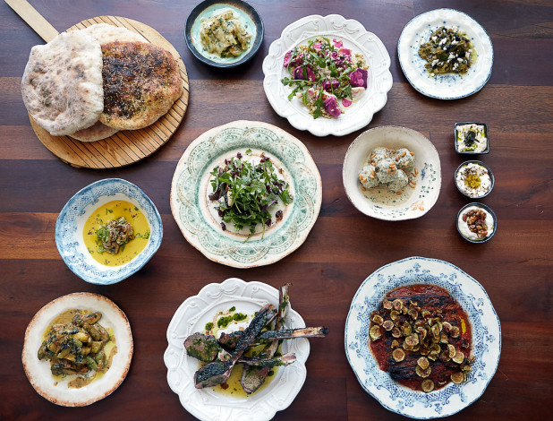 Обои картинки фото еда, разное, соусы, мясо, салаты, лепешки