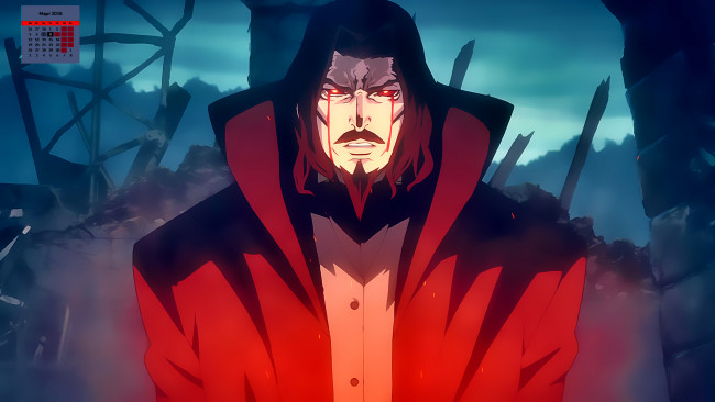 Обои картинки фото календари, аниме, взгляд, кровь, 2018, мужчина