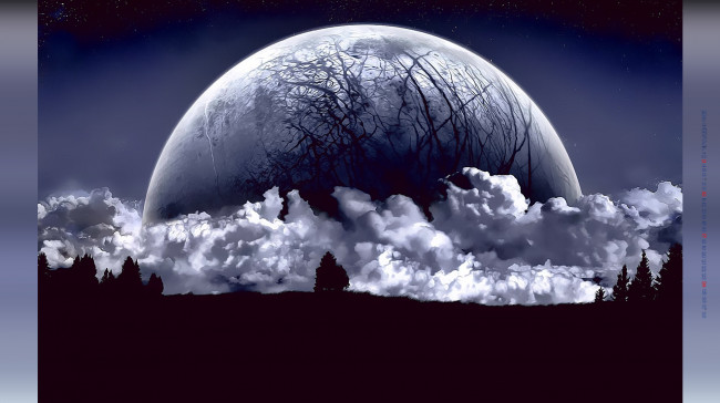 Обои картинки фото календари, компьютерный дизайн, деревья, планета